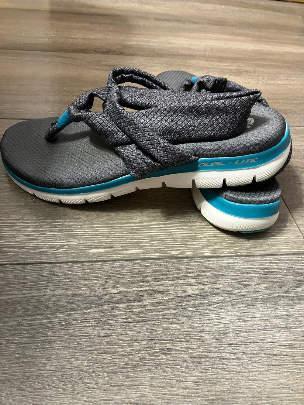 Skechers Cali Flex Appeal 2.0 Studio Time Sport Sandals Sz 9 Grey/Aqua